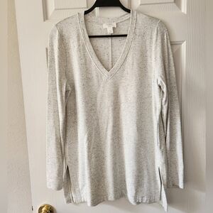 LOFT Women's Gray V-Neck Tunic Top